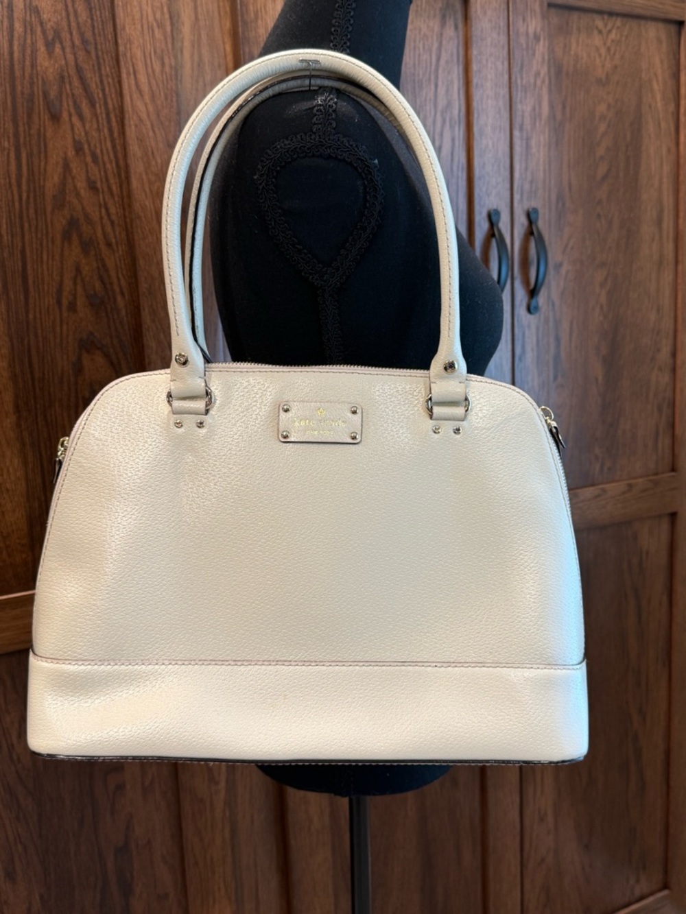 Kate Spade Cream Pebbled Leather Satchel & Wallet with Gold Hardware